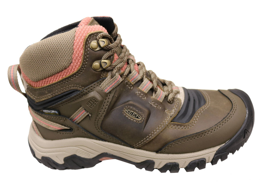 Keen Womens Comfortable Leather Ridge Flex Mid Waterproof Hiking Boots