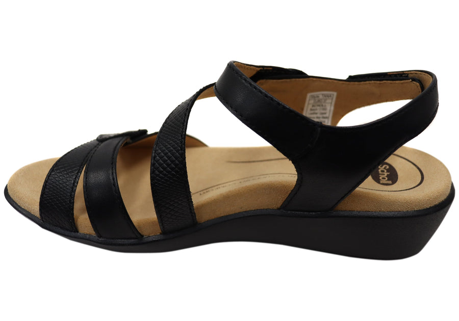 Scholl Orthaheel Tana Womens Comfortable Leather Wedge Sandals