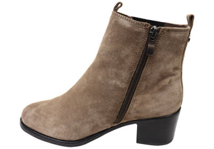 Caprice Jade Womens Comfort Mid Heel Leather Wide Fit Ankle Boots