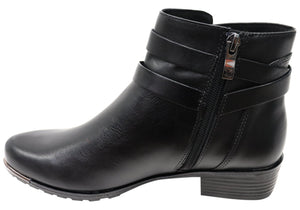 Caprice Nadine Womens Wide Fit Comfortable Leather Ankle Boots