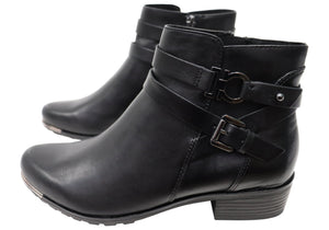 Caprice Nadine Womens Wide Fit Comfortable Leather Ankle Boots