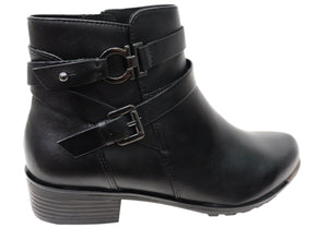 Caprice Nadine Womens Wide Fit Comfortable Leather Ankle Boots