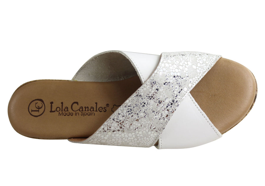 Lola Canales Anita Womens Comfort Leather Slides Sandals Made In Spain