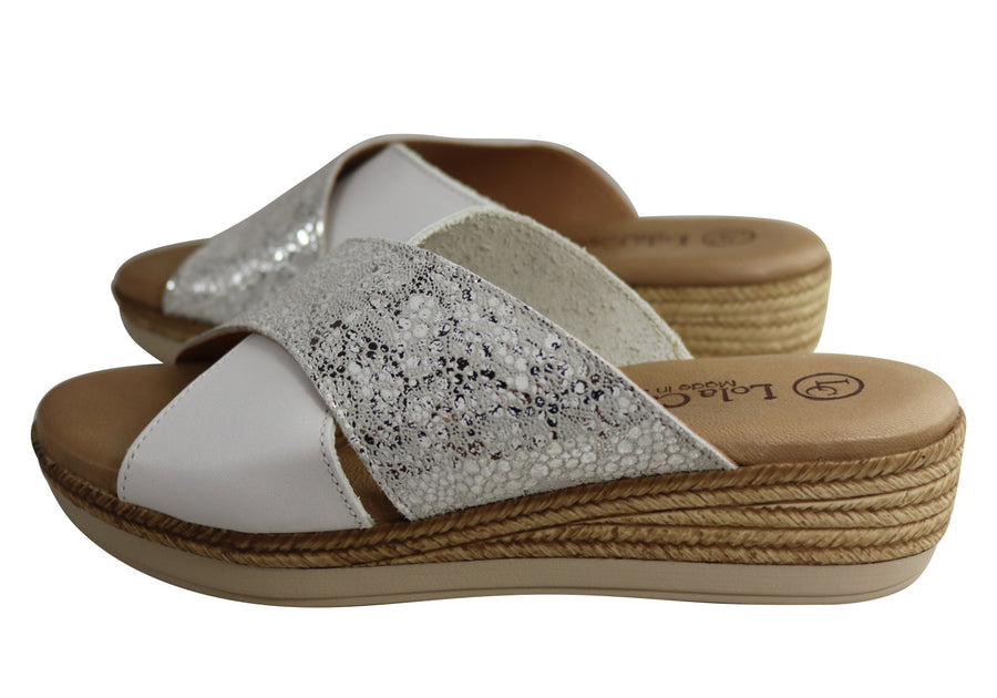 Lola Canales Anita Womens Comfort Leather Slides Sandals Made In Spain