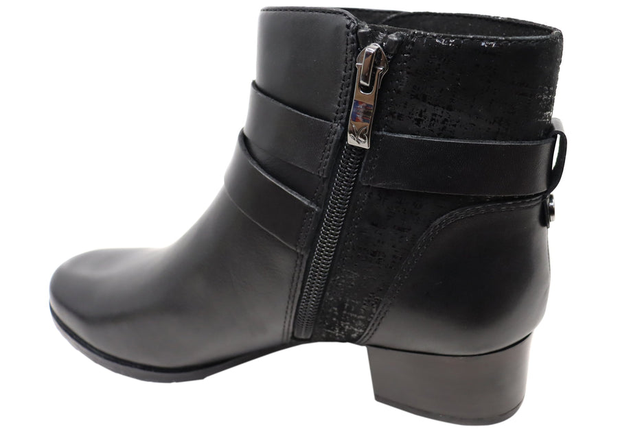 Caprice Naomi Womens Extra Wide Fit Comfortable Leather Ankle Boots
