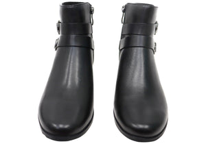 Caprice Naomi Womens Extra Wide Fit Comfortable Leather Ankle Boots