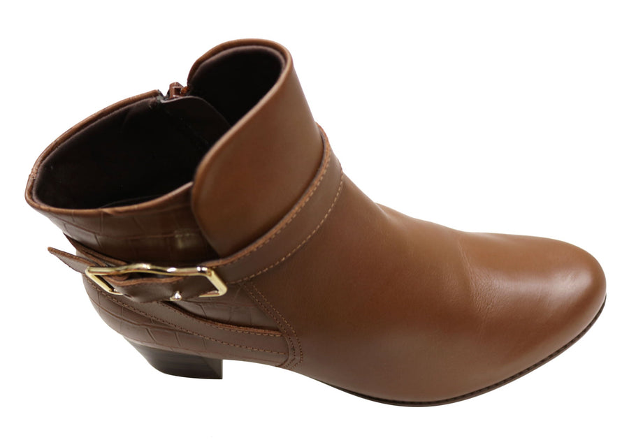 Comfortflex Louisa Womens Comfort Leather Ankle Boots Made In Brazil