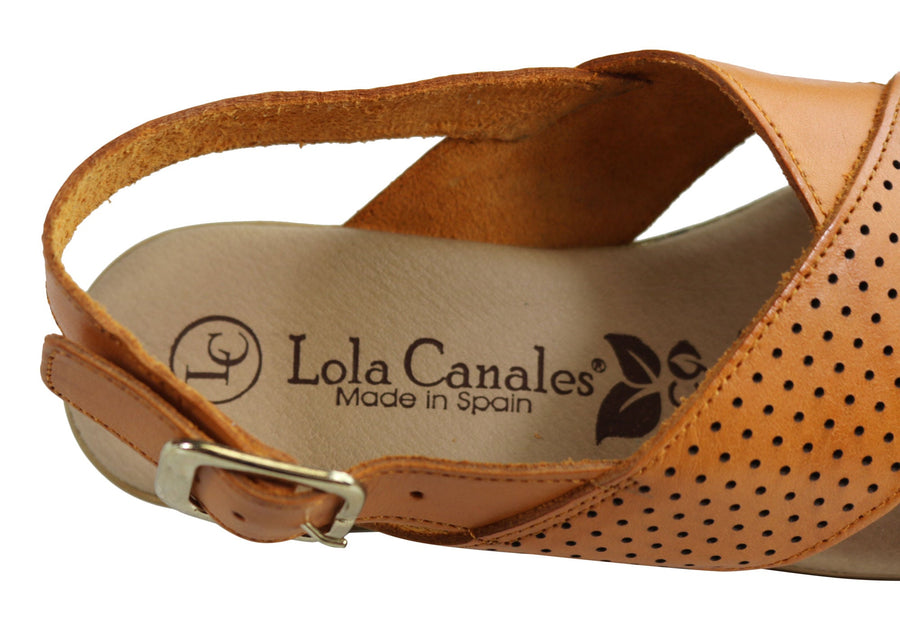 Lola Canales Eden Womens Comfort Leather Wedge Sandals Made In Spain