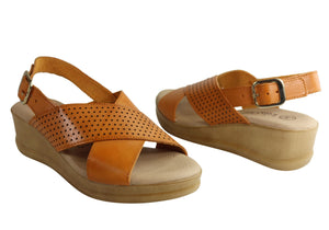 Lola Canales Eden Womens Comfort Leather Wedge Sandals Made In Spain