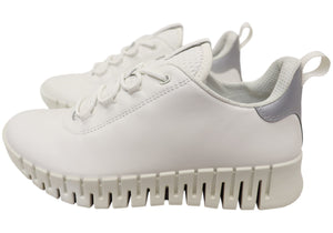 ECCO Womens Comfortable Leather Gruuv Sneakers Shoes