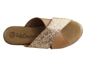 Lola Canales Anita Womens Comfort Leather Slides Sandals Made In Spain