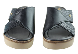 Pegada Sarani Womens Comfort Leather Slides Sandals Made In Brazil