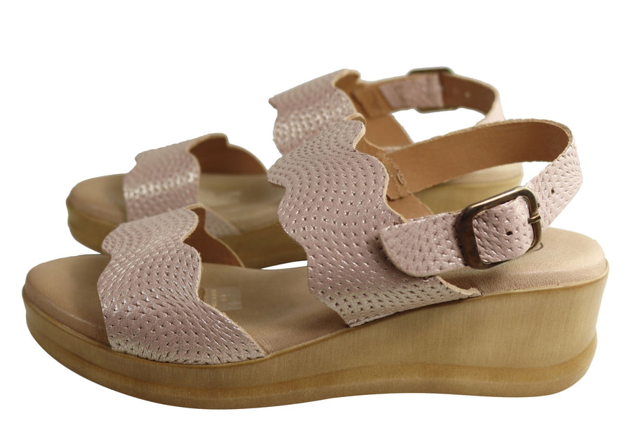 Lola Canales Belinda Womens Comfy Leather Wedge Sandals Made In Spain