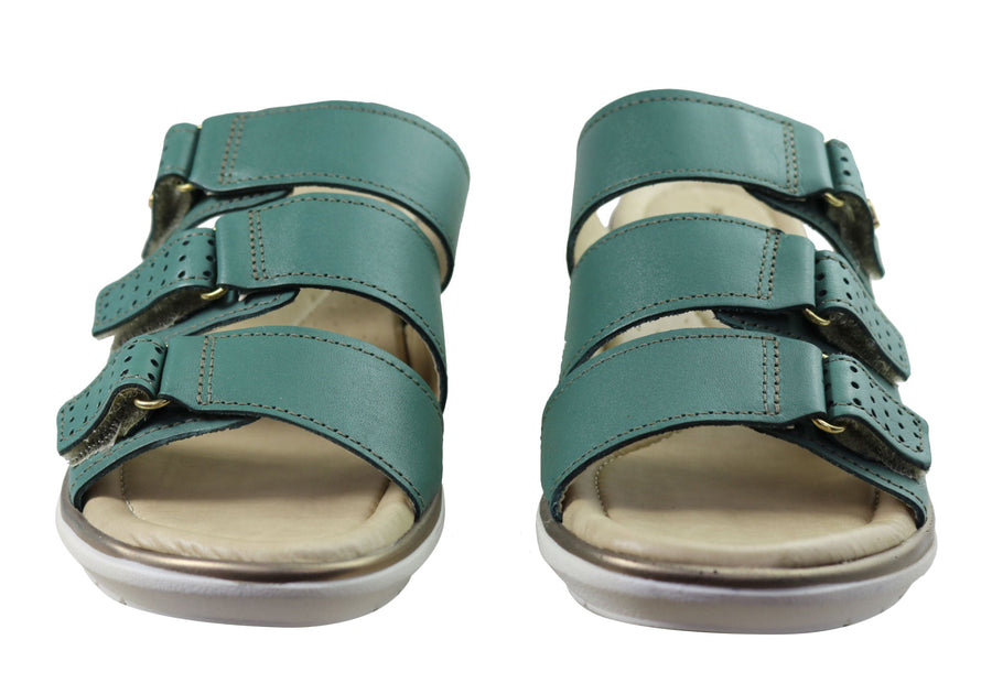 Pegada Treat Womens Comfort Leather Slides Sandals Made In Brazil