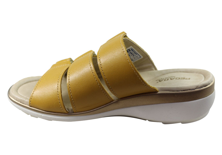 Pegada Treat Womens Comfort Leather Slides Sandals Made In Brazil