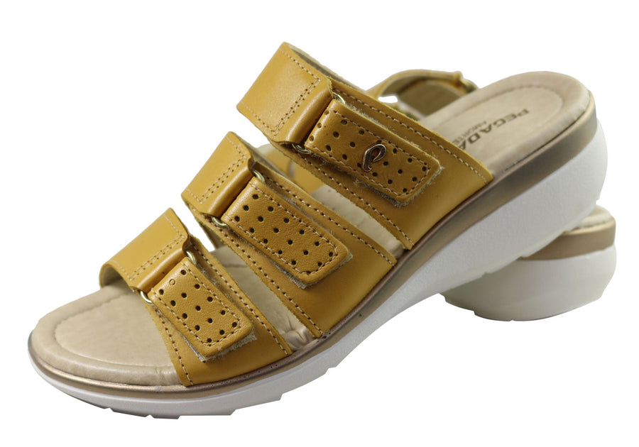 Pegada Treat Womens Comfort Leather Slides Sandals Made In Brazil