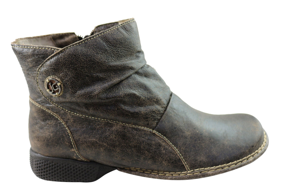 J Gean Cove Womens Comfortable Leather Ankle Boots Made In Brazil