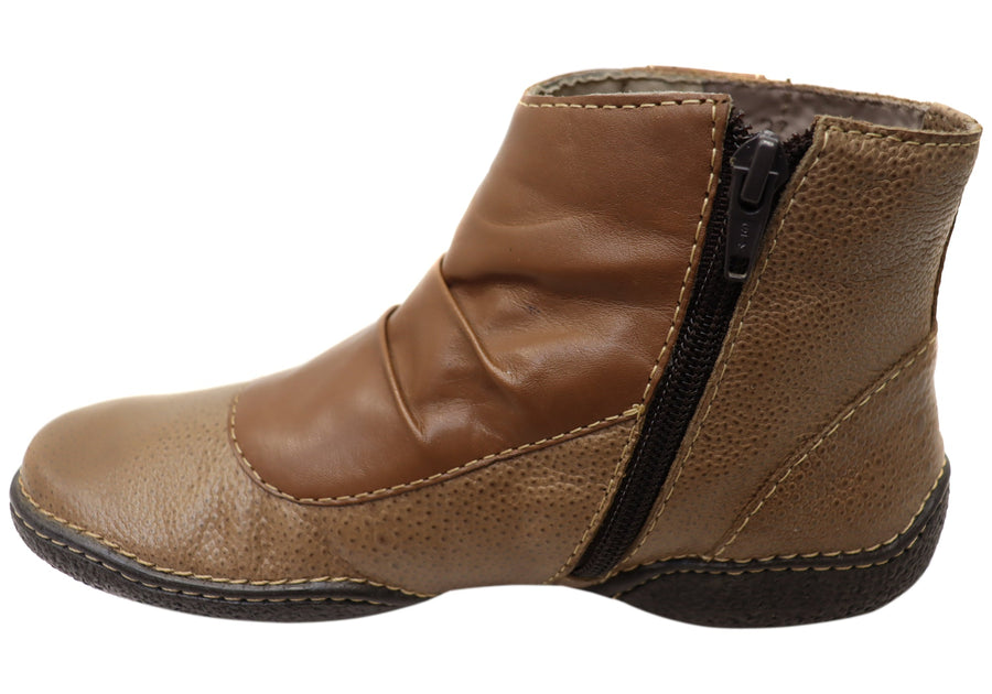 J Gean Luna Womens Comfortable Leather Ankle Boots Made In Brazil
