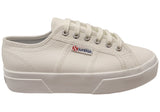 Superga Womens 2740 Platform Tumbled Leather Lace Up Shoes