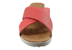 Usaflex Ginni Womens Comfort Leather Slides Sandals Made In Brazil