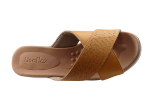 Usaflex Ginni Womens Comfort Leather Slides Sandals Made In Brazil