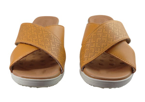 Usaflex Ginni Womens Comfort Leather Slides Sandals Made In Brazil