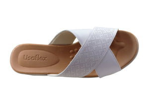 Usaflex Ginni Womens Comfort Leather Slides Sandals Made In Brazil