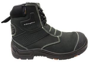 KingGee Mens Bennu Pro 6 Comfortable Leather Work Boots Black