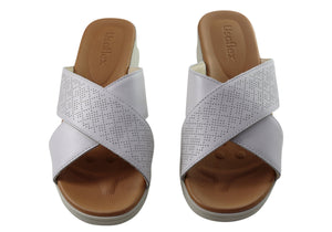 Usaflex Ginni Womens Comfort Leather Slides Sandals Made In Brazil