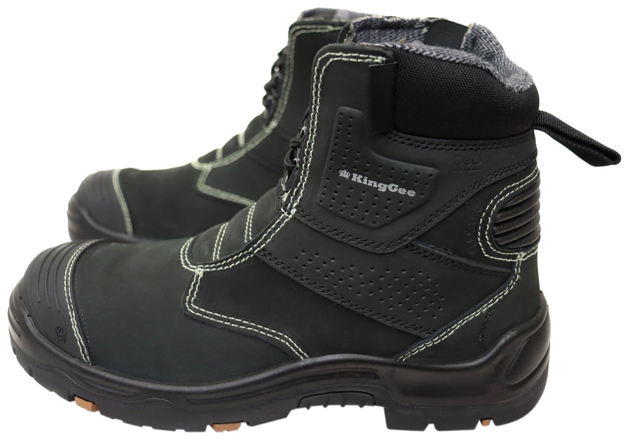 KingGee Mens Bennu Pro 6 Comfortable Leather Work Boots Black