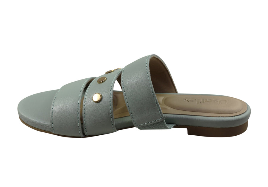 Usaflex Skyler Womens Comfort Leather Slides Sandals Made In Brazil