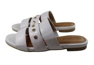 Usaflex Skyler Womens Comfort Leather Slides Sandals Made In Brazil