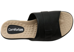 Comfortflex Samantha Womens Leather Slides Sandals Made In Brazil