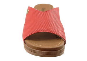 Usaflex Evoke Womens Comfort Leather Slides Sandals Made In Brazil