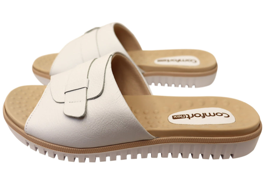 Comfortflex Samantha Womens Leather Slides Sandals Made In Brazil