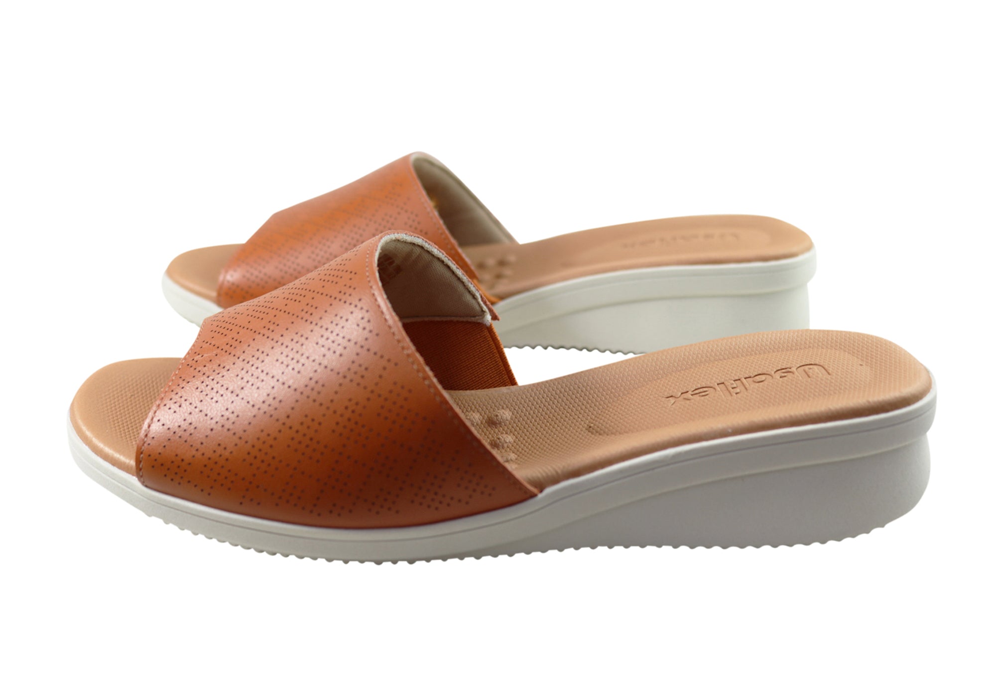 Usaflex Sunrise Womens Comfort Leather Slides Made In Brazil