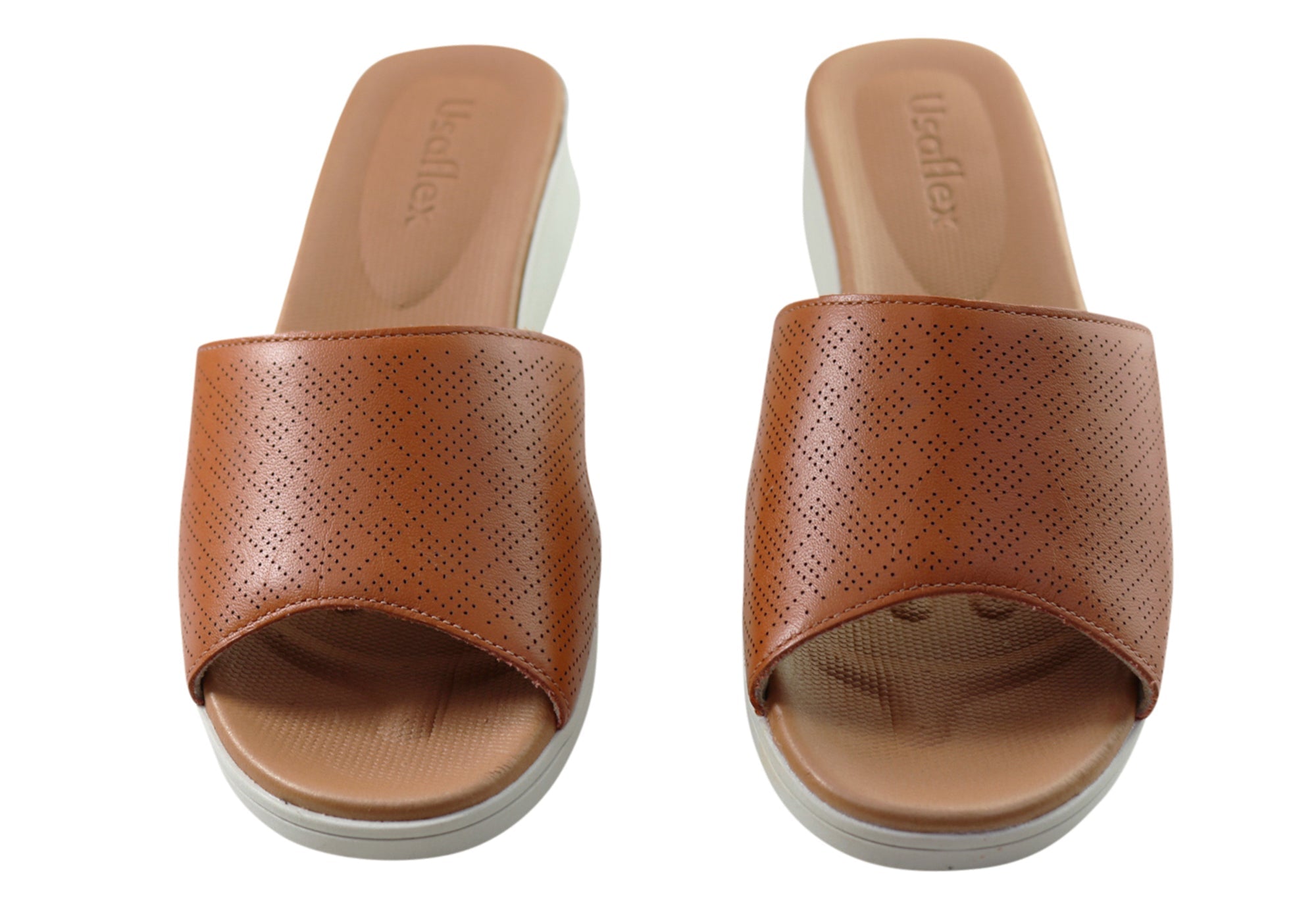 Usaflex Sunrise Womens Comfort Leather Slides Made In Brazil