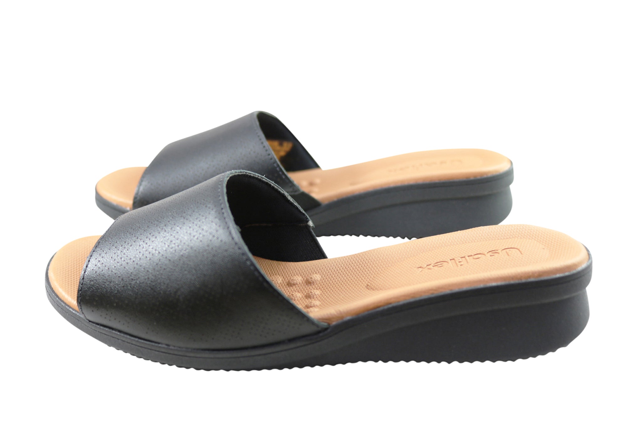 Usaflex Sunrise Womens Comfort Leather Slides Made In Brazil