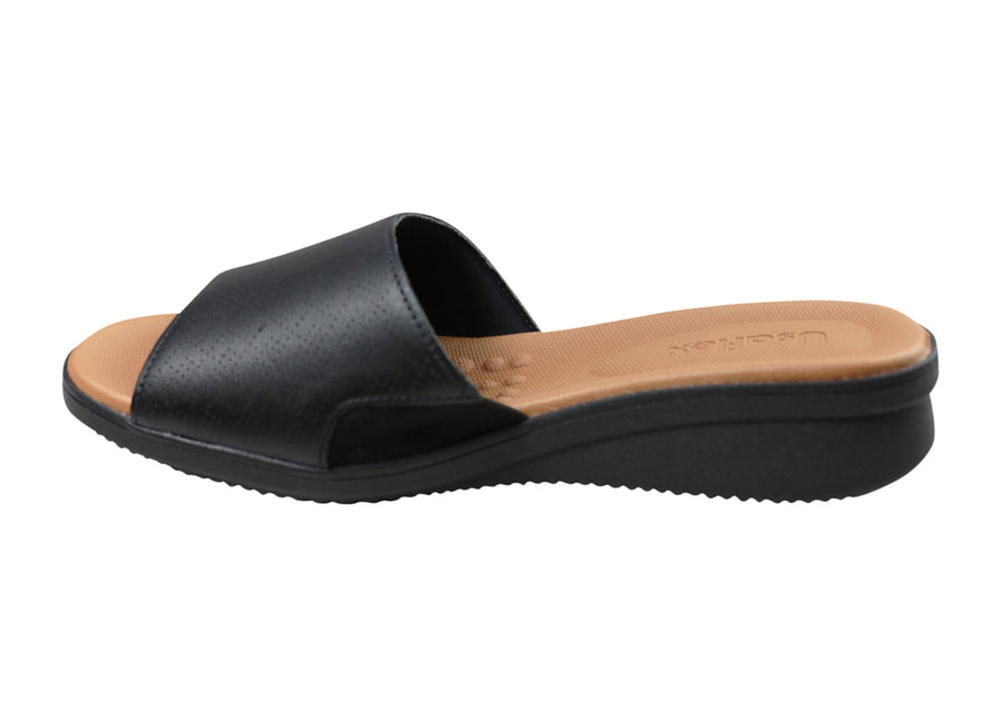 Usaflex Sunrise Womens Comfort Leather Slides  Made In Brazil