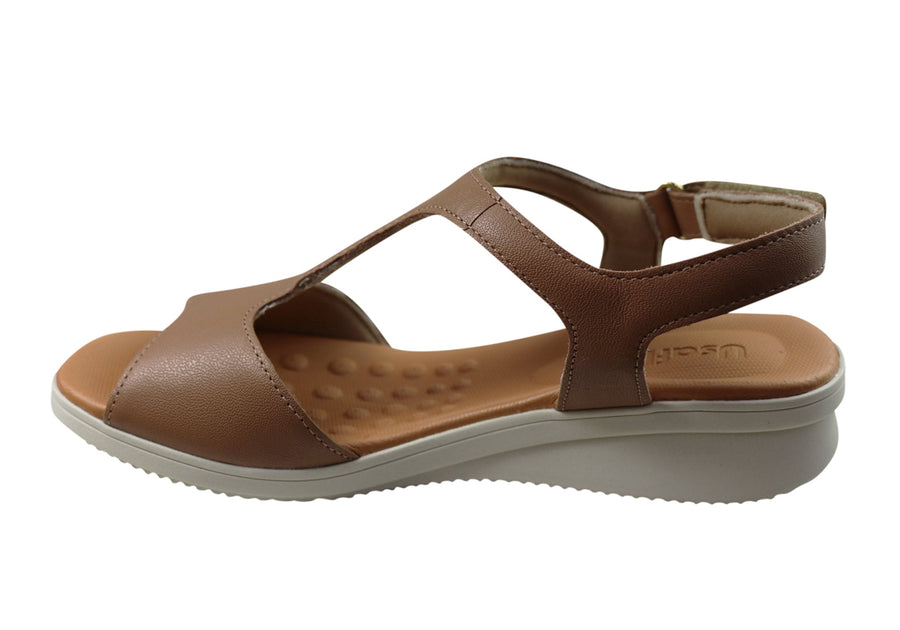 Usaflex Christine Womens Comfortable Leather Sandals Made In Brazil