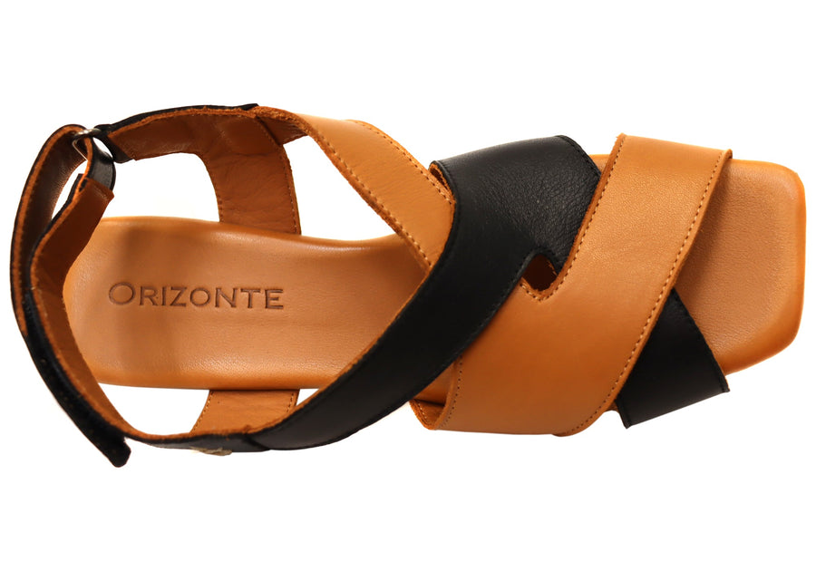 Orizonte Rossie Womens European Comfortable Low Heel Leather Sandals