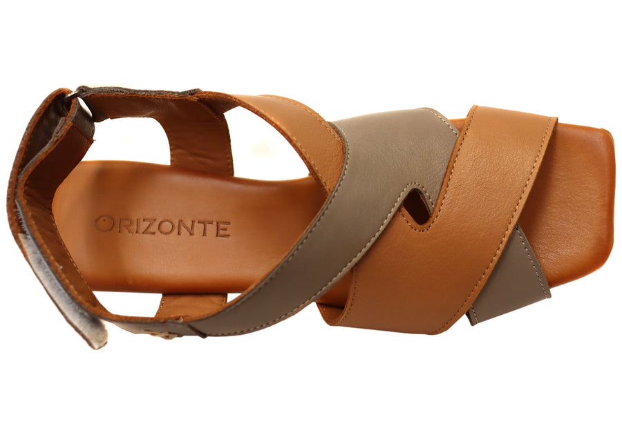 Orizonte Rossie Womens European Comfortable Low Heel Leather Sandals