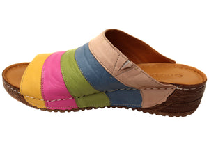 Orizonte Mimi Womens European Comfortable Leather Slides Sandals