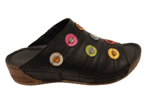Orizonte Passion Womens European Comfortable Leather Slides Sandals