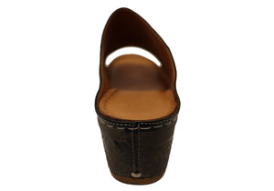 Orizonte Kingsley Womens European Comfort Leather Wedge Slides Sandals