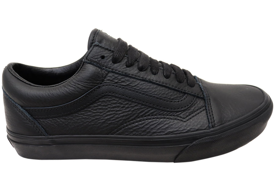 Vans Old Skool Leather Black Unisex Comfortable Lace Up Sneakers