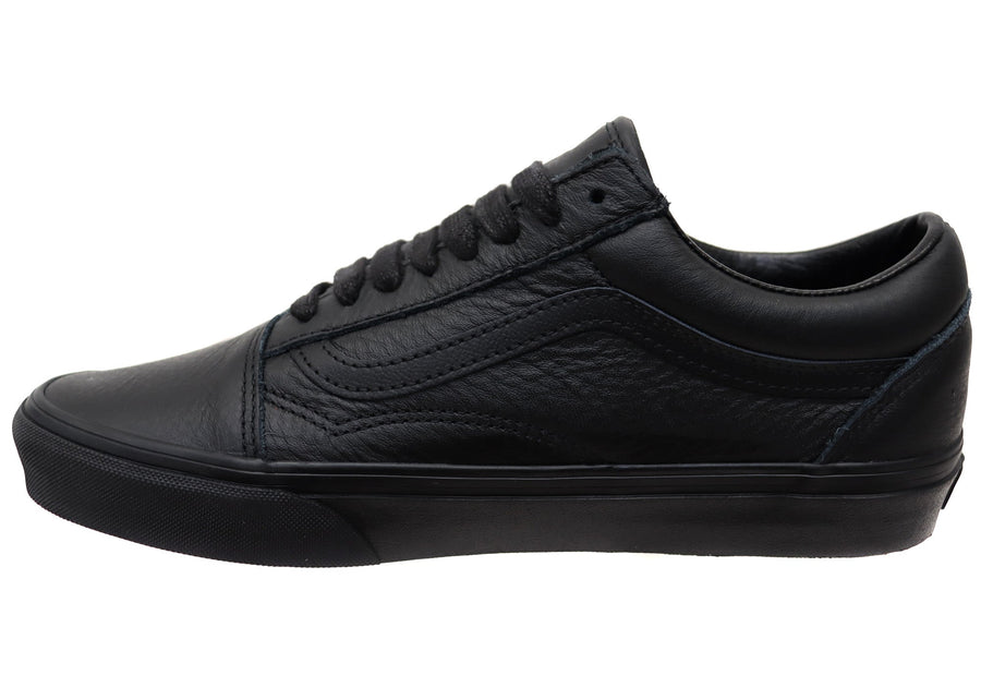 Vans Old Skool Leather Black Unisex Comfortable Lace Up Sneakers