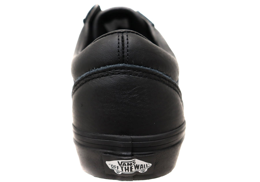 Black leather lace up vans best sale