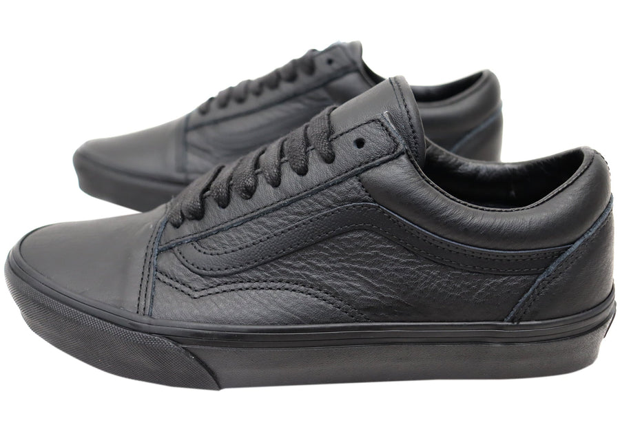 Vans Old Skool Leather Black Unisex Comfortable Lace Up Sneakers