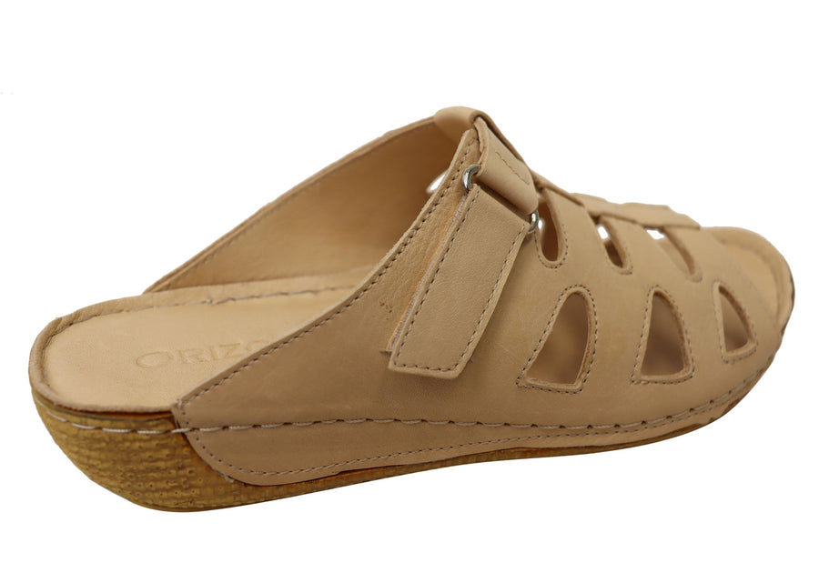 Orizonte Panera Womens European Comfortable Leather Slides Sandals
